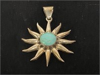 Sterling Turquoise Sun Pendant 15.5gr TW