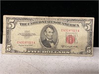 $5 Red letter bill 1953 B