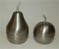 Brushed Aluminum Figural Pear & Apple