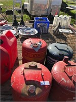 Lot of Metal Gas Cans