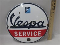 Reproduction Porcelain Vespa Service Sign