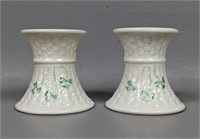 Beleek Irish Porcelain Candlestick Holders