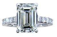 14k Gold 6.91 ct Emerald Cut VS1 Lab Diamond Ring