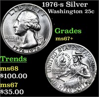 1976-s Silver Washington Quarter 25c Grades Gem++