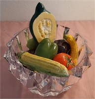 703 - STUNNING GLASS BOWL & FRUIT