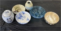 Lot of 6 Pieces - Pottery, Glass, Bowls