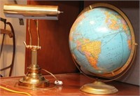 globe and brass desk/piano light