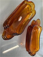 Set of 6 Amber Glass Vintage Banana Split