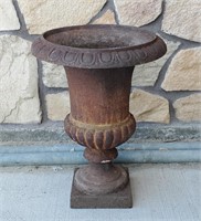 Antique 19" Tall Cast Iron Garden Urn