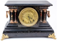 Antique French Style Back Lacquer Mantle Clock