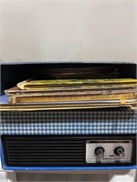 Emerson portable phono and records