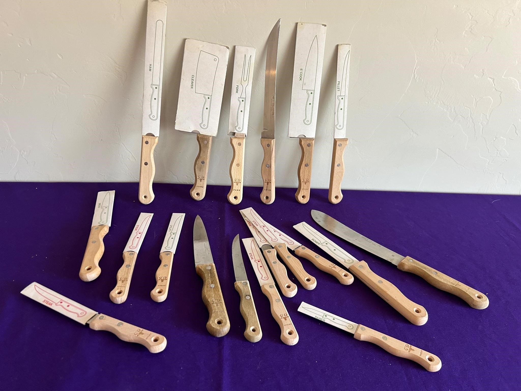 Wood Handled Chefs Collection Knife Set