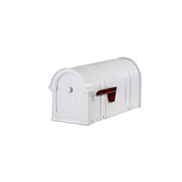 $60  White Post Mount Mailbox - Steel & Aluminum