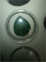Cut & Faceted Brazilian Emerald, Pear cut, 18.9 ct