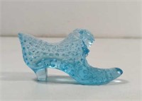 Vintage Fenton Blue Cat Head Hobnail Glass Shoe