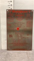 12X7.5WESTINGHOUSE SINGLEPHASE TRANSFORMER PLAQUE