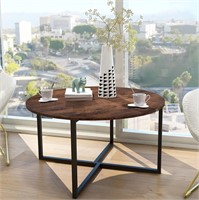 Round Coffee Table  Rustic Brown/Black