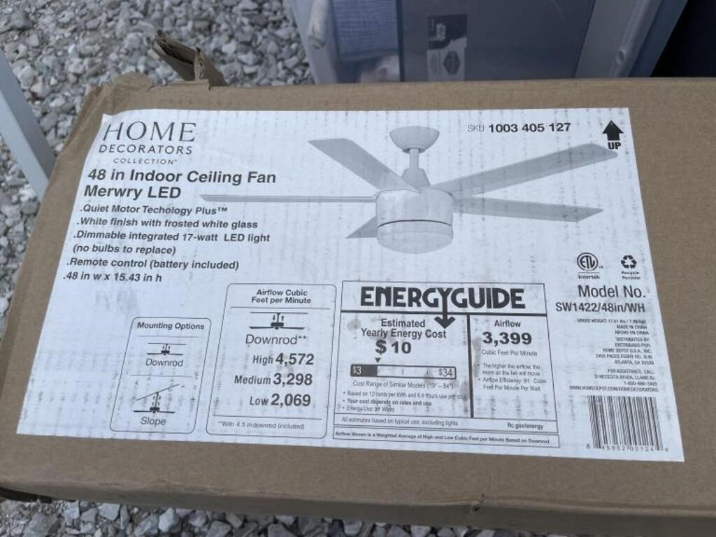 48 inch fan with LED light white