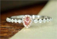 Natural Pink Diamond Ring 18K Gold