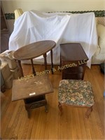 3 end table and embroidery top footstool