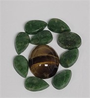 Assorted Tiger's Eye and Jade Loose Stones 10.1