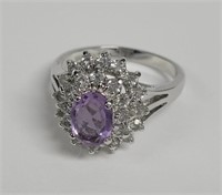 .925 Glass Stone Cocktail Ring 3 TGW Size 8