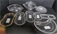 Flat of various Candlewick glass dishes