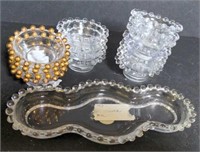 Flat of various Candlewick glass condiment dishes