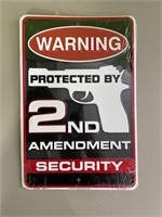 Protected by 2nd amendment metal sign - 8x12in