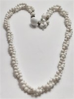 TWISTED WHITE BEAD NECKLACE MARKED JAPAN