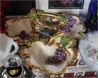 SIGNED GRAPE 3 PART SERVING DISH