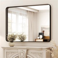 SE6044 Round Corner Vanity Mirror Black, 30"x40"
