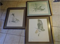 2 Loates prints and one unsigned