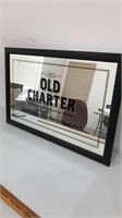Large old charter bourbon whiskey mirrored sign.