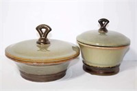 Glazed Ceramic Lidded Bowls (lot of 2)