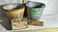 Aluminum Bucket, Planter, Vintage Bar Soap Syrup