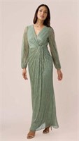 $315 Adrianna Papell Metallic Mesh Draped Gown-10