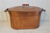 Antique Copper Washboiler With Cover & Handles