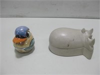 Duck & Rhino Trinket Boxes Largest 2"x 5"x 3"