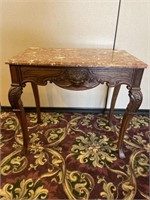 Antique Oak & Marble Console Table