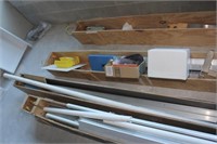 4 long wood boxes w/aluminum equipment components