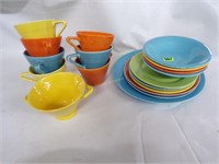 Fiesta type dishes, 18pcs, (not signed)