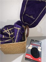 CROWN ROYAL BAGS, AND TOTE BASKET W/ HANDLE