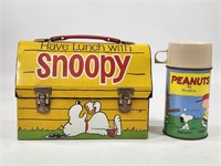 VINTAGE METAL SNOOPY PEANUTS LUNCHBOX & THERMOS