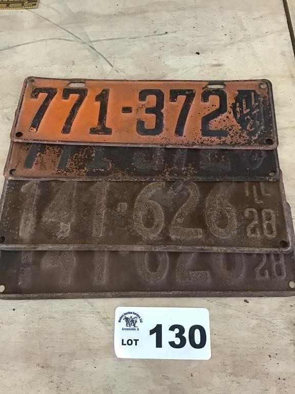 PAIRS 1927 AND 1928 LICENSE PLATES