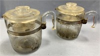 2 Pyrex glass percolator coffee presses, dirty