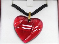 BACCARAT Red Heart Crystal Pendant Necklace
