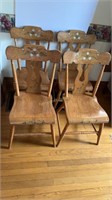 5 Tole Painted Plank Bottom Chairs