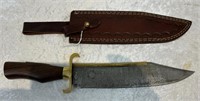 Custom Made Damascus Fighting Bowie Knife