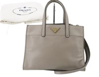 PRADA Grey Leather 2 Way Shoulder Bag